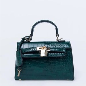 Peta & Jain Hedi Mini Top Handle Bag Green Croc